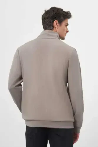 Morven Erkek Gri Fermuarlı Bato Yaka Sweat-Shirt - 5