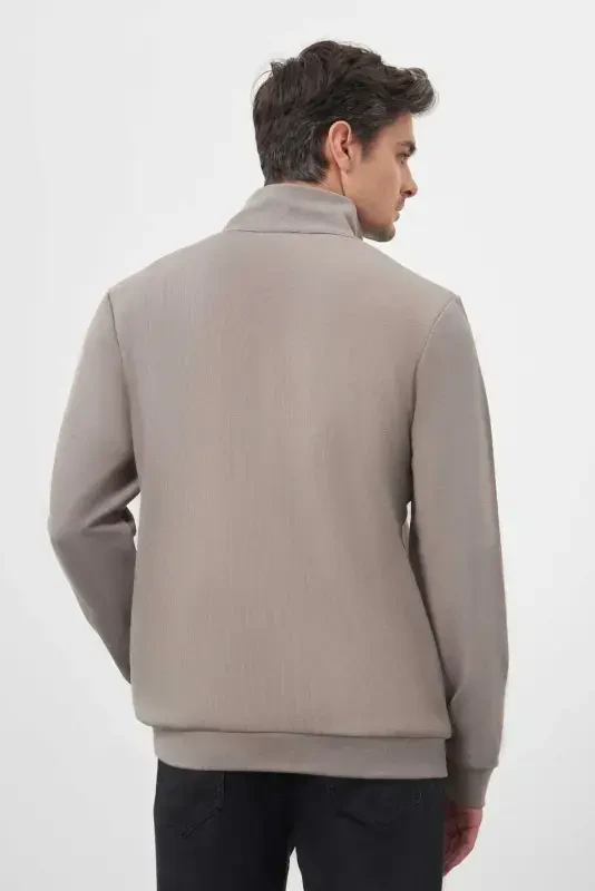 Morven Erkek Gri Fermuarlı Bato Yaka Sweat-Shirt - 5