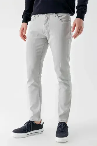 Morven Erkek Gri Mevsimlik Pamuk 5 Cep Slim Fit Jean Pantolon - MORVEN (1)