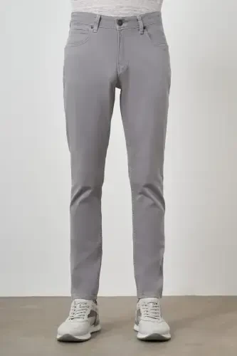 Morven Erkek Gri Pamuk 5 Cep Slim Fit Jean Kot Pantolon 