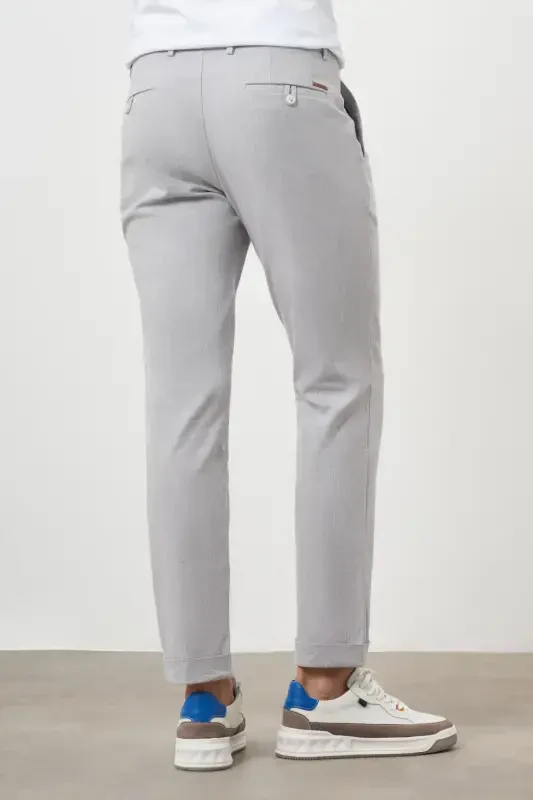 Morven Erkek Gri Pamuk Keten Trend İpli Jogger Slim Fit Spor Pantolon - 4