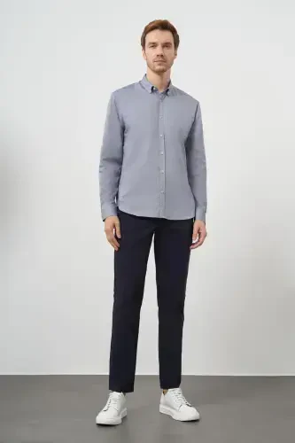 Morven Erkek Gri Pamuk Trend Düğmeli Yaka Dynamic Fit Gömlek - 4