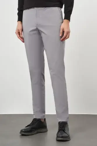 Morven Erkek Gri Pamuk Yan Cep Slim Fit Chino Pantolon 