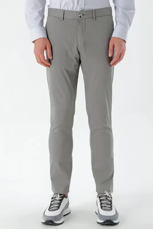 Morven Erkek Gri Piefti Pamuk Yan Cep Slim Fit Chino Pantolon - 2