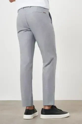 Morven Erkek Gri Poliviskon Trend Desenli Lastikli Slim Fit Pantolon - 4