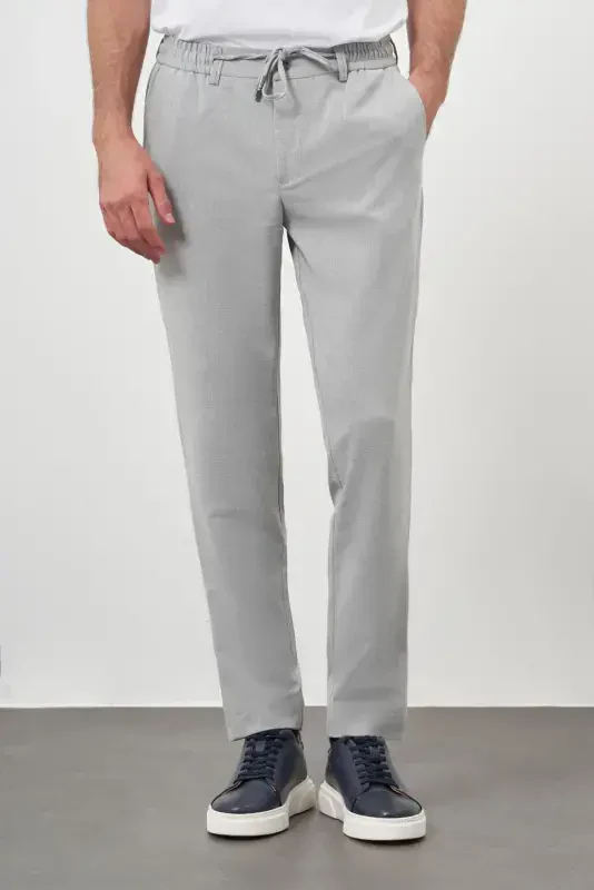 Morven Erkek Gri Poliviskon Trend İpli Jogger Slim Fit Spor Pantolon - 2