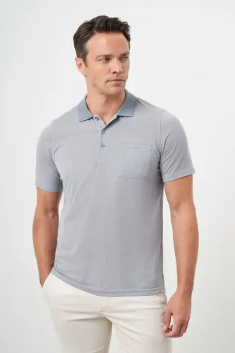 Morven Erkek Gri Trend Cepli Polo Yaka T-Shirt - MORVEN (1)