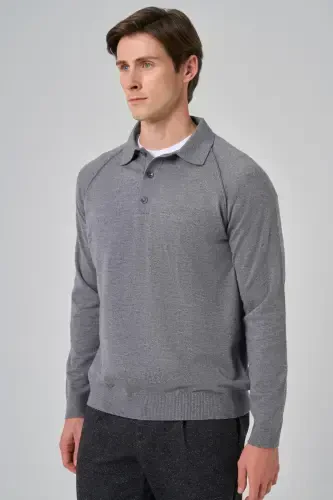 Morven Erkek Gri Trend Core Spun Polo Yaka Dynamic Fit Rahat Kesim Triko - MORVEN (1)