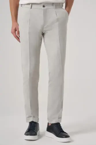 Morven Erkek Gri Trend Pileli Slim Fit Pantolon - MORVEN (1)