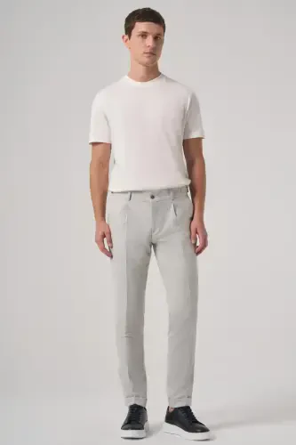 Morven Erkek Gri Trend Pileli Slim Fit Pantolon - 3