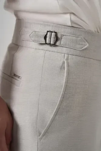 Morven Erkek Gri Trend Pileli Slim Fit Pantolon - 4