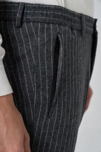 Morven Erkek Gri Trend Slim Fit Lastikli Fermuarlı Pantolon - 3
