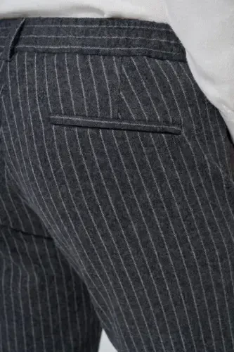Morven Erkek Gri Trend Slim Fit Lastikli Fermuarlı Pantolon - 4