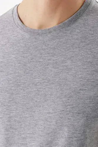 Morven Erkek Grimel Basic Düz %100 Pamuk Bisiklet Yaka Dynamic Fit Rahat Kesim Kısa Kollu Tişört - 4