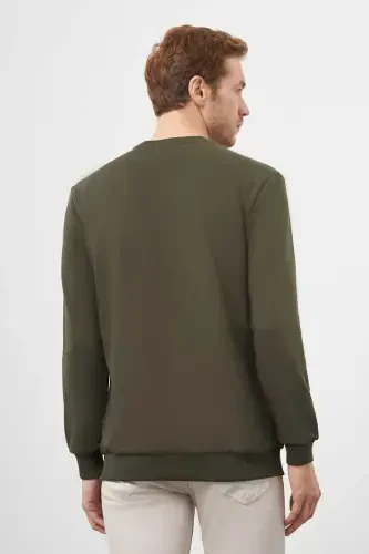 Morven Erkek Haki Basic Bisiklet Yaka Sweat-Shirt - 5