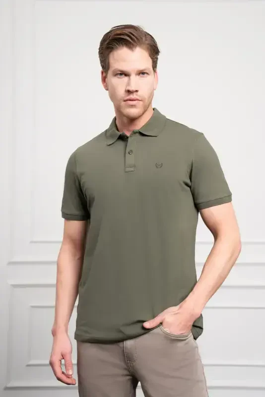 Morven Erkek Haki Basic Polo Yaka Dynamic Fit T-Shirt - MORVEN