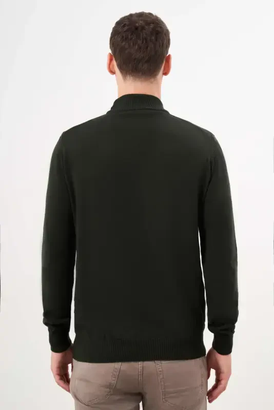Morven Erkek Haki Basic Yarım Balıkçı Yaka Dynamic Fit Rahat Kesim Triko - 5