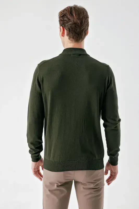 Morven Erkek Haki Basic Yarım Balıkçı Yaka Dynamic Fit Rahat Kesim Triko - 6