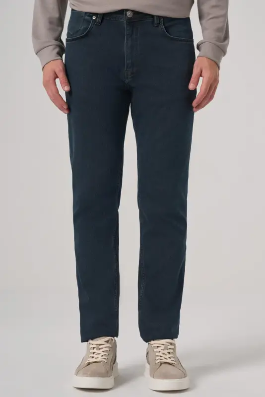 Morven Erkek Haki Denim 5 Cep Slim Fit Jean Kot Pantolon - MORVEN