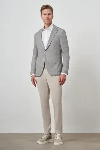 Morven Erkek Haki Örme Slim Fit Mono Yaka Ceket - MORVEN (1)