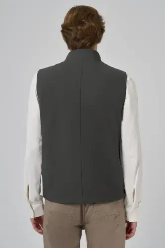 Morven Erkek Haki Polyamide Spor Gizli Cep Fermuarlı Yelek - 5