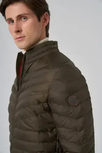 Modazone Erkek Haki Polyester Kısa Kapitone Mont - 3