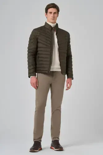 Modazone Erkek Haki Polyester Kısa Kapitone Mont - 4