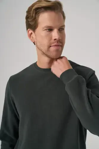 Morven Erkek Haki Trend Bisiklet Yaka Sweatshirt - 3