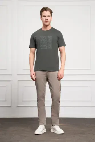 Morven Erkek Haki Trend Dinamik Fit Bisiklet Yaka T-Shirt - MORVEN (1)