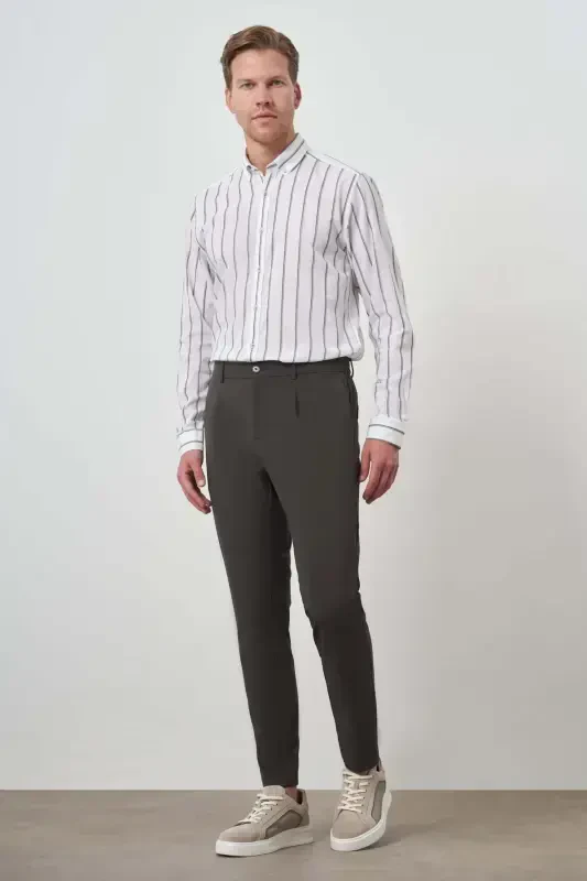 Morven Erkek Haki Trend Slim Fit Tam Lastik Pantolon - 2