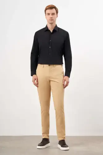 Morven Erkek Hardal Sarısı Mevsimlik Pamuk Yan Cep Slim Fit Chino Pantolon - 5