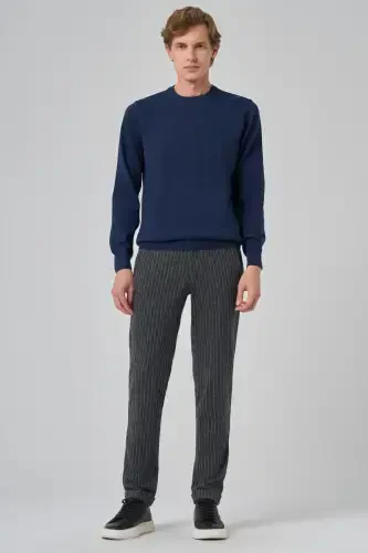 Morven Erkek İndigo Basic Bisiklet Yaka Dynamic Fit Rahat Kesim Triko - 4