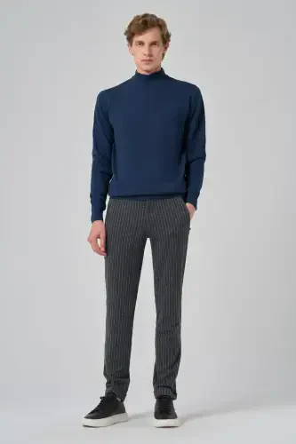 Morven Erkek İndigo Basic Yarım Balıkçı Yaka Dynamic Fit Rahat Kesim Triko - MORVEN (1)