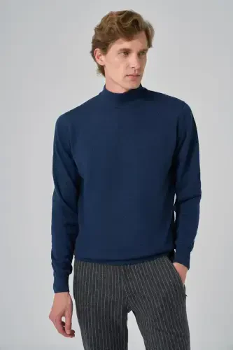 Morven Erkek İndigo Basic Yarım Balıkçı Yaka Dynamic Fit Rahat Kesim Triko - 3