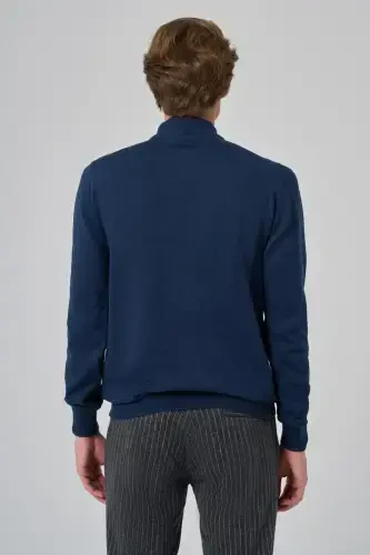 Morven Erkek İndigo Basic Yarım Balıkçı Yaka Dynamic Fit Rahat Kesim Triko - 5