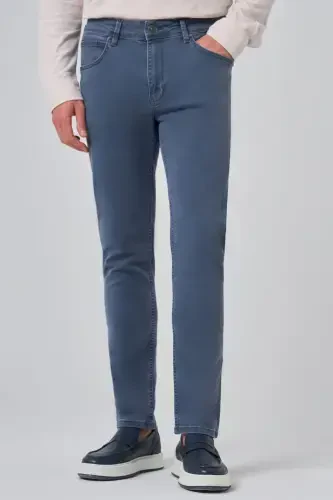 Morven Erkek İndigo Denim 5 Cep Slim Fit Jean Kot Pantolon 