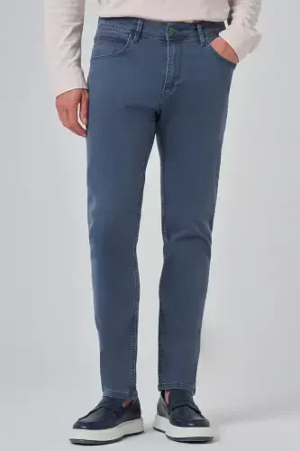 Morven Erkek İndigo Denim 5 Cep Slim Fit Jean Kot Pantolon - 4