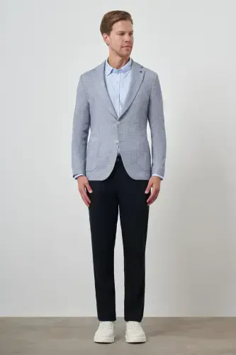 Morven Erkek İndigo Örme Slim Fit Mono Yaka Ceket - 2