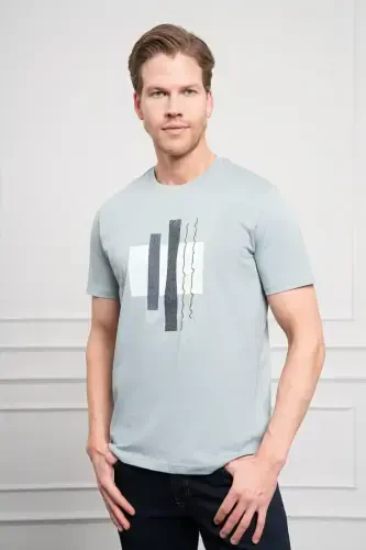 Morven Erkek İndigo Trend Bisiklet Yaka Dinamik Fit Pamuk T-Shirt - 3