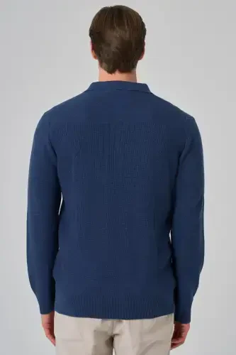 Morven Erkek İndigo Trend Polo Yaka Dynamic Fit Rahat Kesim Triko - 5