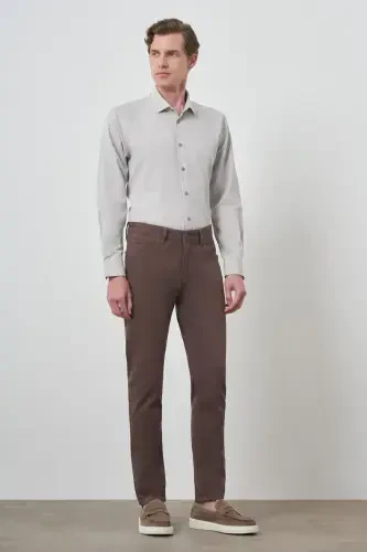 Morven Erkek KAHVE Pamuk 5 Cep Slim Fit Jean Kot Pantolon - 2