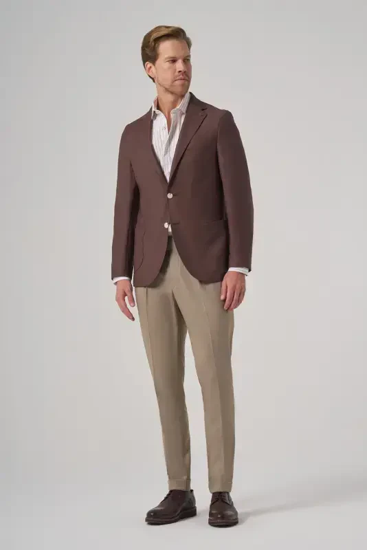 Morven Erkek KAHVE Slim Fit Mono Yaka Ceket - 4