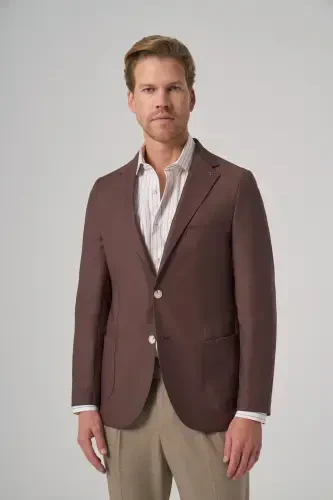 Modazone Erkek KAHVE Slim Fit Mono Yaka Ceket - MORVEN (1)