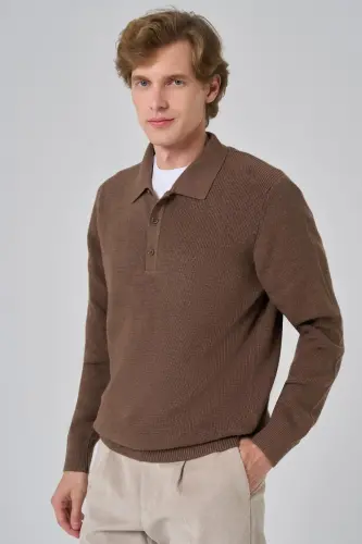 Morven Erkek KAHVE Trend Polo Yaka Dynamic Fit Rahat Kesim Triko - 1