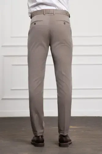 Morven Erkek KAHVE Trend Slim Fit Dar Kesim Pileli Pantolon - 3