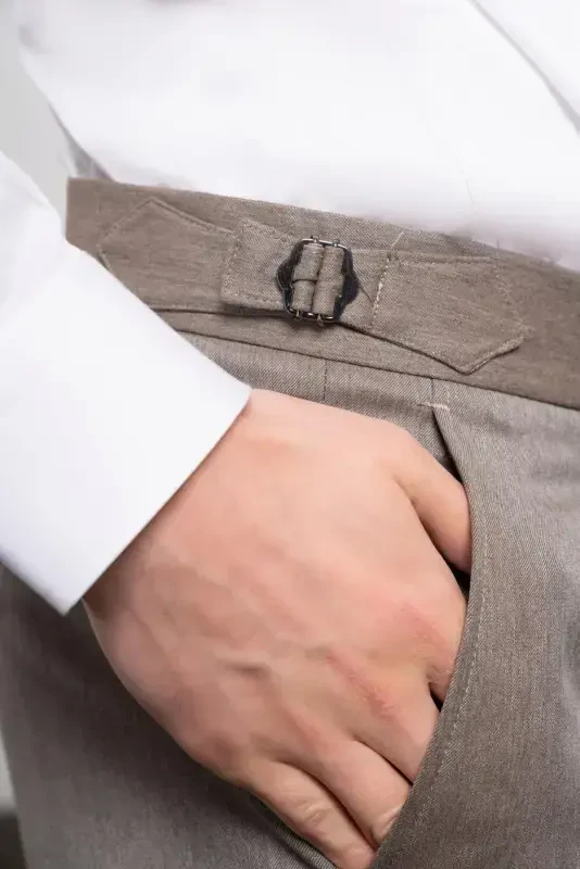 Morven Erkek KAHVE Trend Slim Fit Dar Kesim Pileli Pantolon - 5