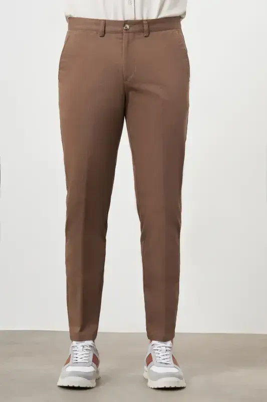 Modazone Erkek KAHVE Yazlık Pamuk Yan Cep Dynamic Fit Chino Pantolon - MORVEN
