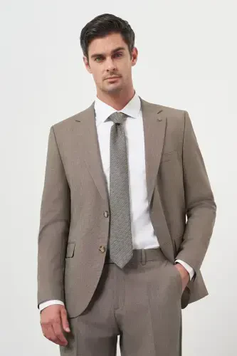 Morven Erkek KAHVE Yün Slim Fit Mono Yaka Takım Elbise - 2