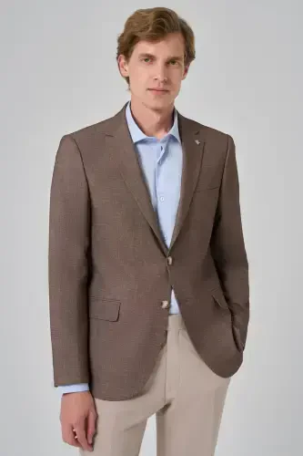 Morven Erkek KAHVE Yünlü Dynamic Fit Rahat Kesim Ceket - MORVEN (1)