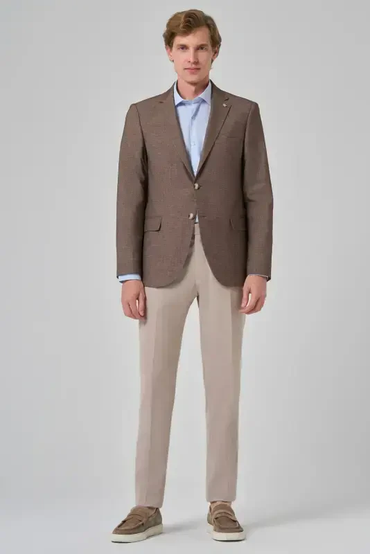 Morven Erkek KAHVE Yünlü Dynamic Fit Rahat Kesim Ceket - 3